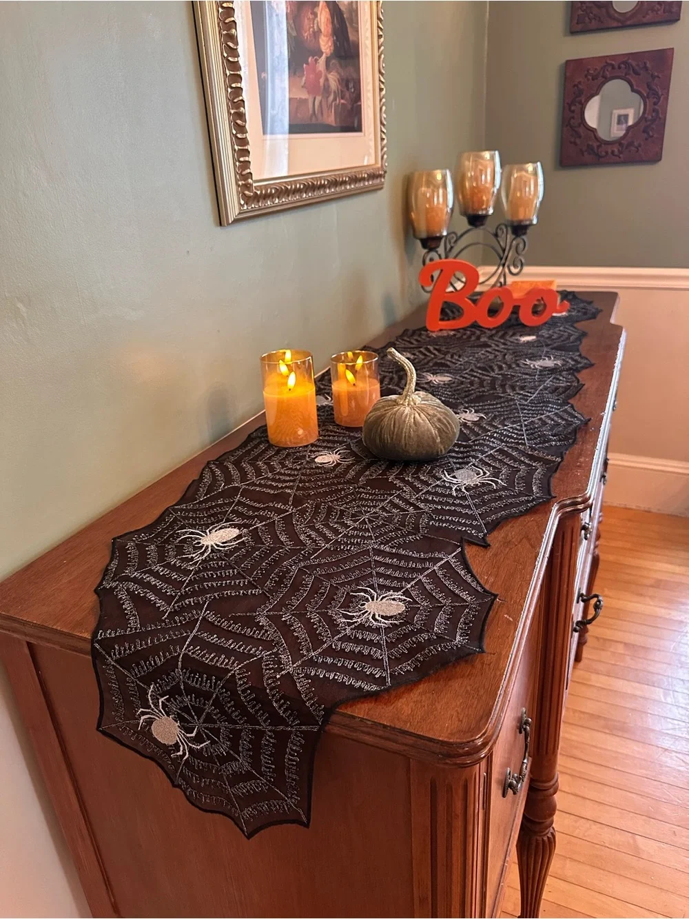 Halloween Spiderweb Table Runner - Black - Home Dining - NEW